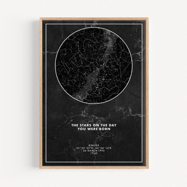 Starmap poster black marble